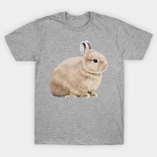 Cottagecore Beige White Otter Netherland Dwarf Rabbit T-Shirt